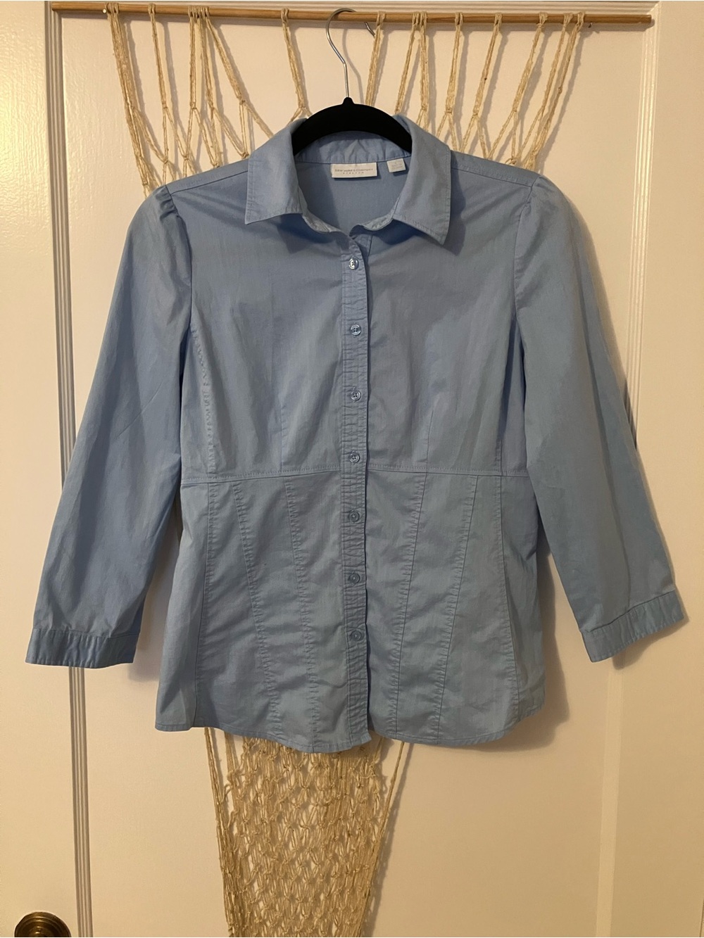 New York & Company Light Blue Button-Front Girls' Shirt